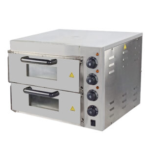 Double Deck Small Pizza Stone Oven Front View